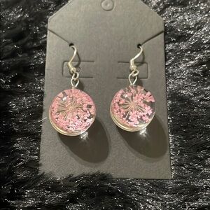 Pink Circular Pendant Earrings